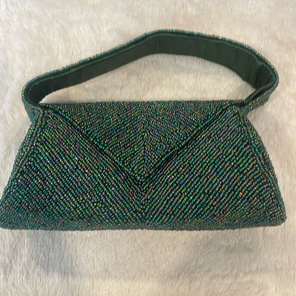 Vintage K.C. Malian green beaded handbag
